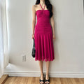 Y2K Fairy Pink Halter Neck Midi Dress by Le Chateau