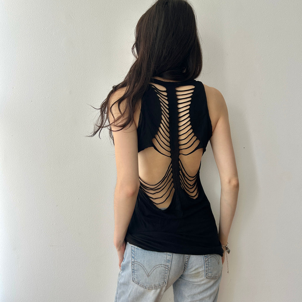 Indie Sleaze Butterfly Tank With Slashed Open Back by Joyce Leslie