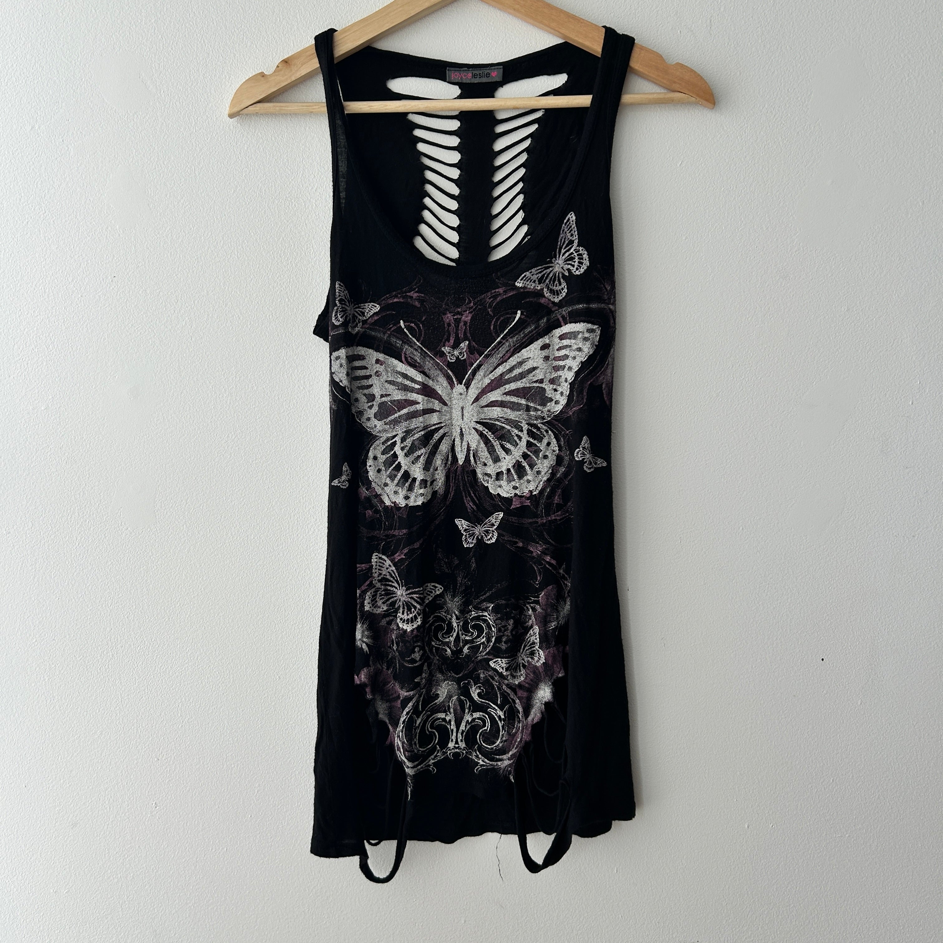 Indie Sleaze Butterfly Tank With Slashed Open Back by Joyce Leslie
