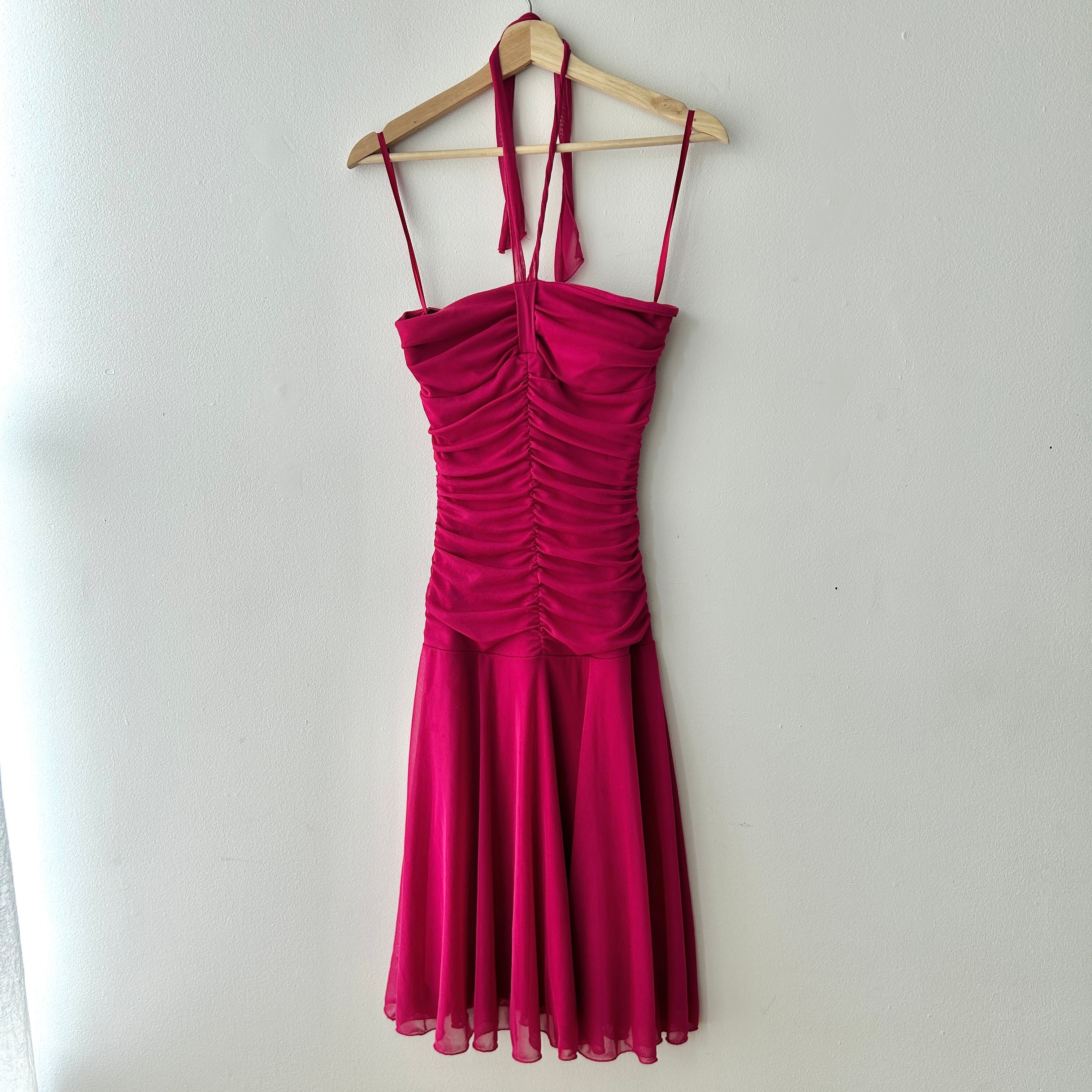Y2K Fairy Pink Halter Neck Midi Dress by Le Chateau