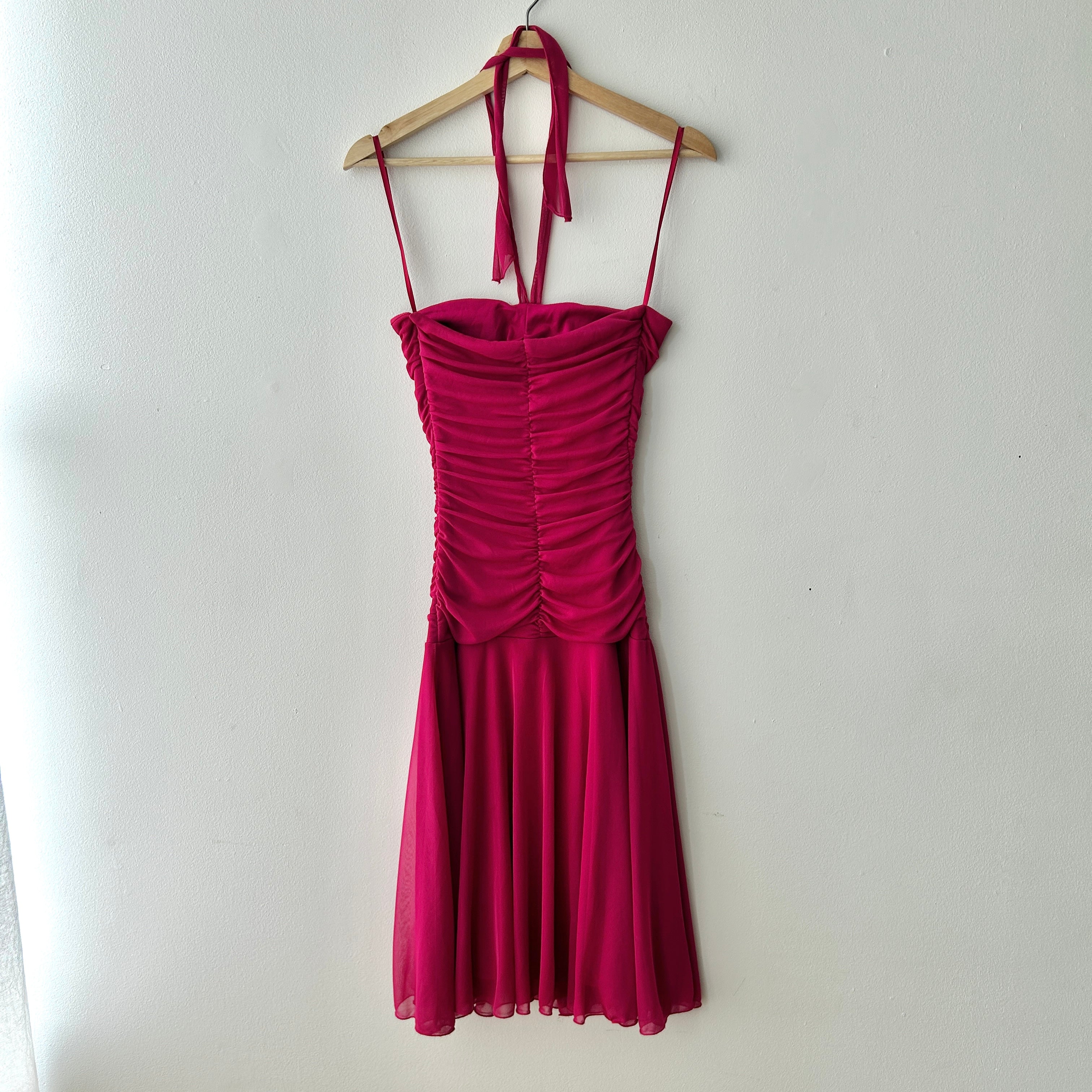 Y2K Fairy Pink Halter Neck Midi Dress by Le Chateau
