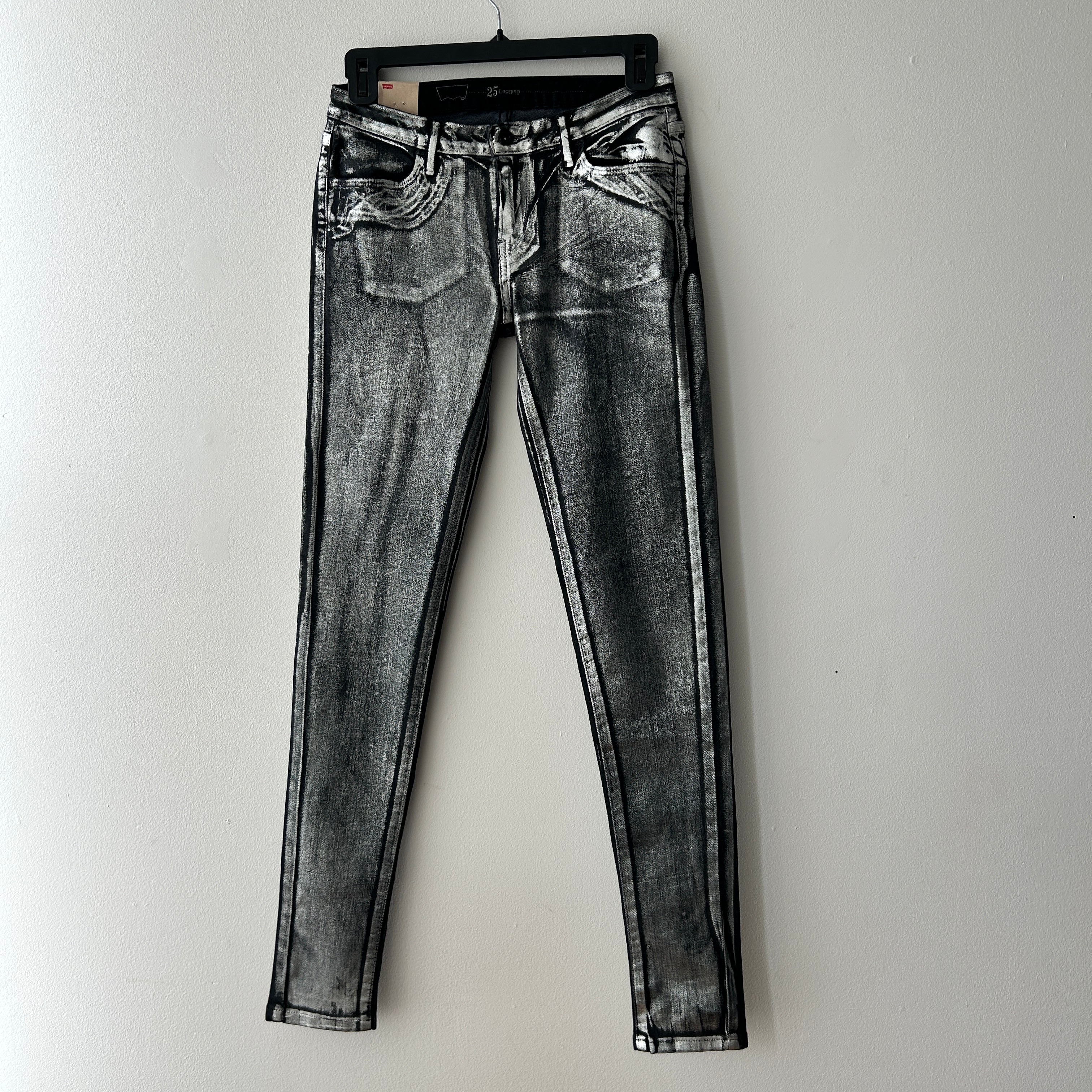 Indie Sleaze Silver Metallic Low Rise Skinny Jeans by Levi's