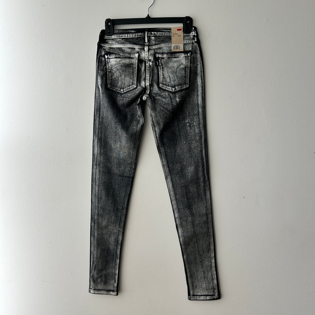 Indie Sleaze Silver Metallic Low Rise Skinny Jeans by Levi's