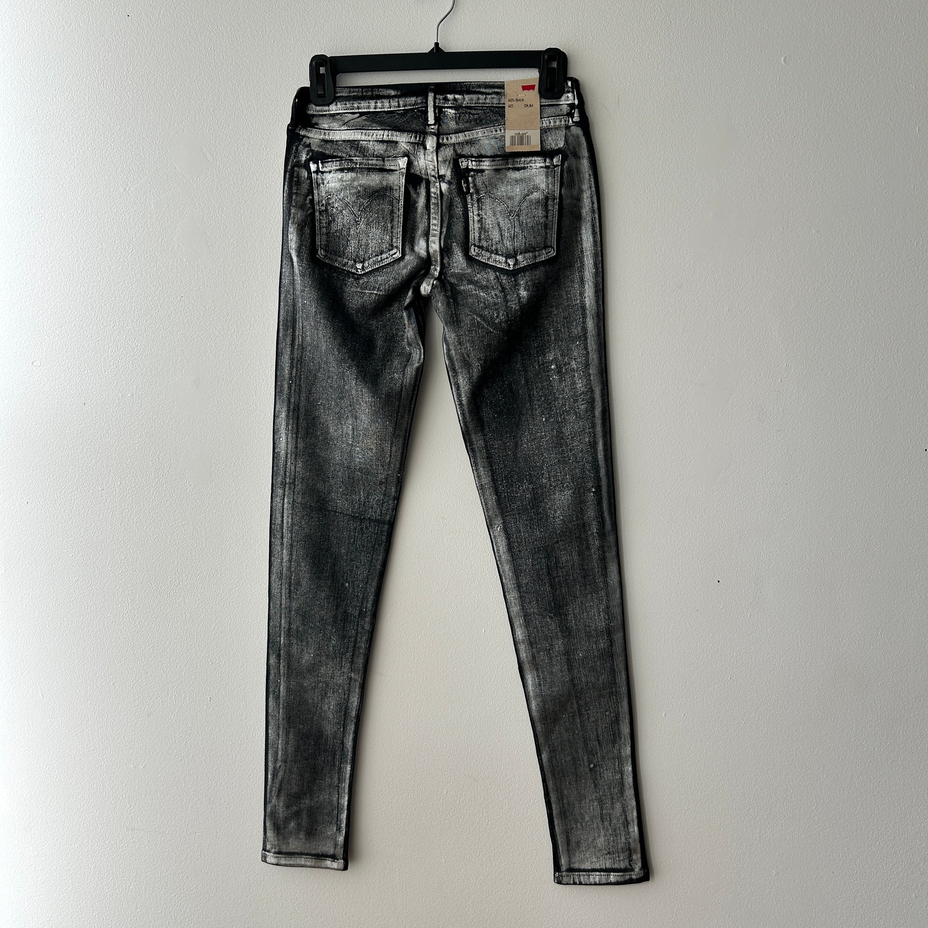 Indie Sleaze Silver Metallic Low Rise Skinny Jeans by Levi's