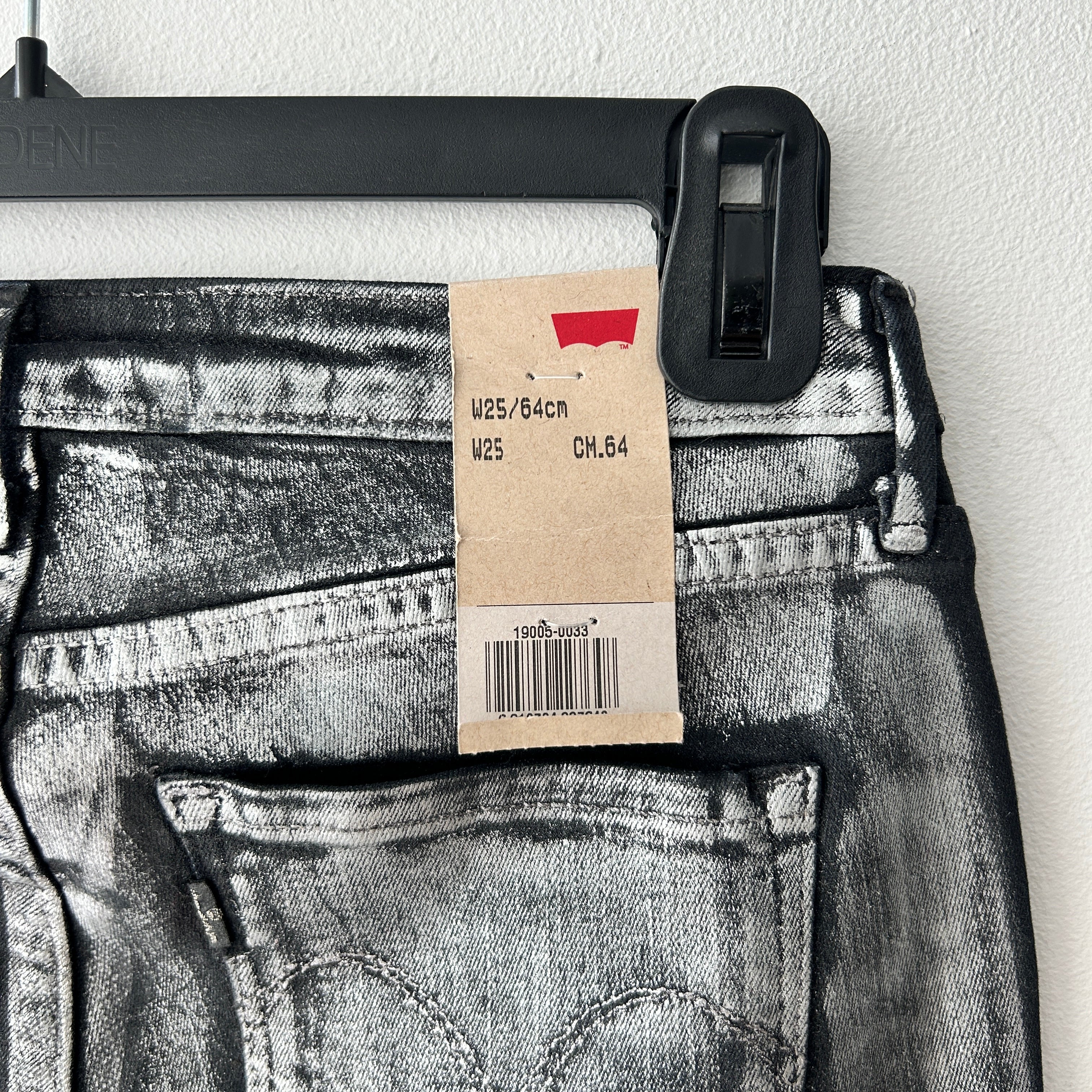 Indie Sleaze Silver Metallic Low Rise Skinny Jeans by Levi's