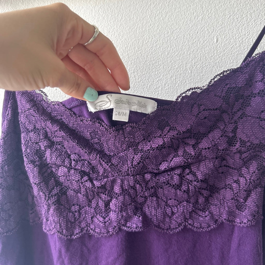2000s purple lace cami top by studio mode