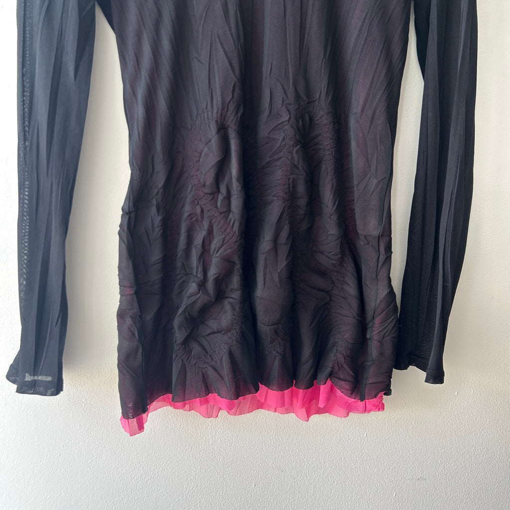 2000s double mesh long sleeve top