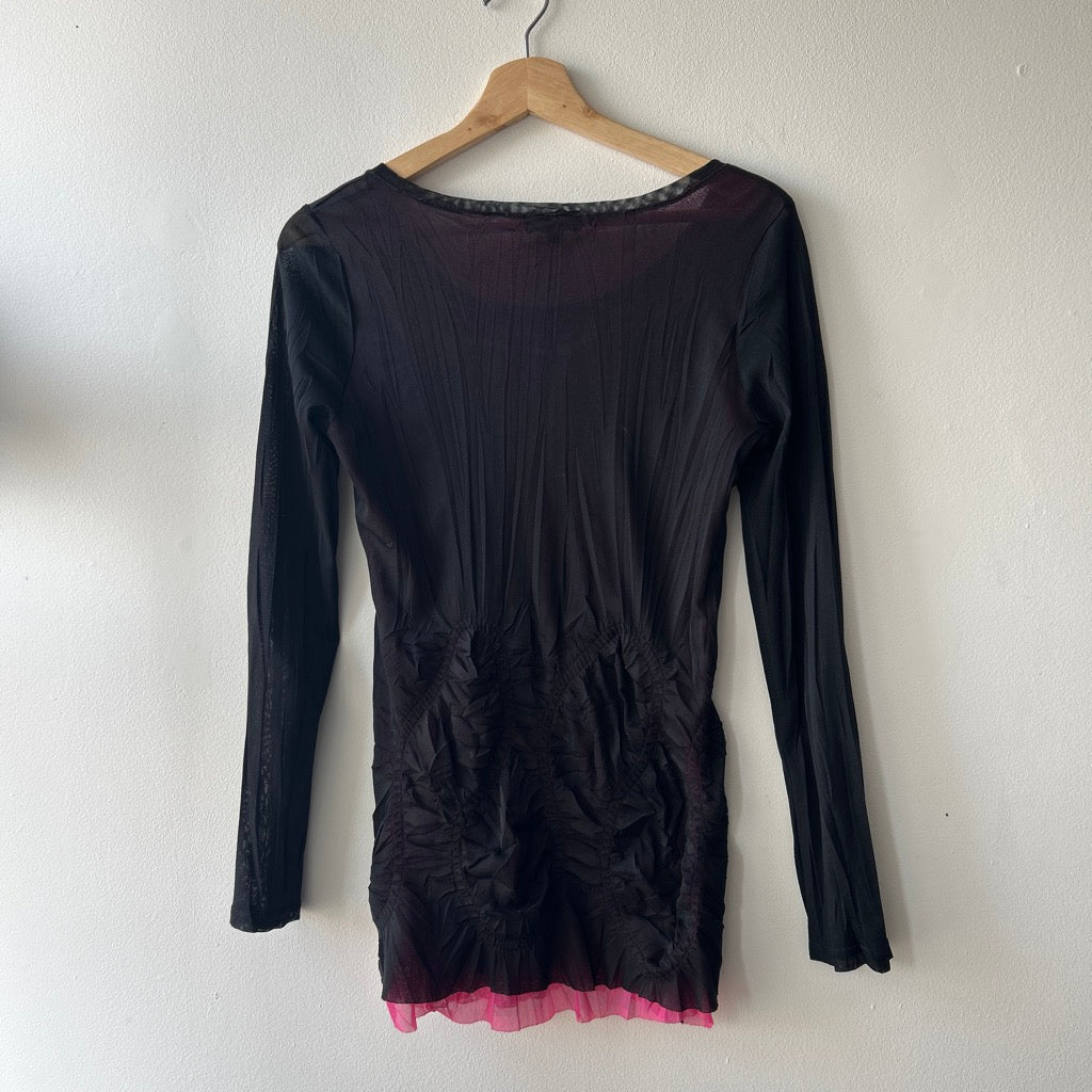 2000s double mesh long sleeve top