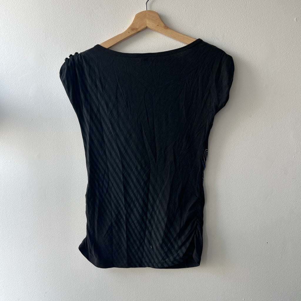 Y2K t-shirt with rhinestone and button details by oxygen