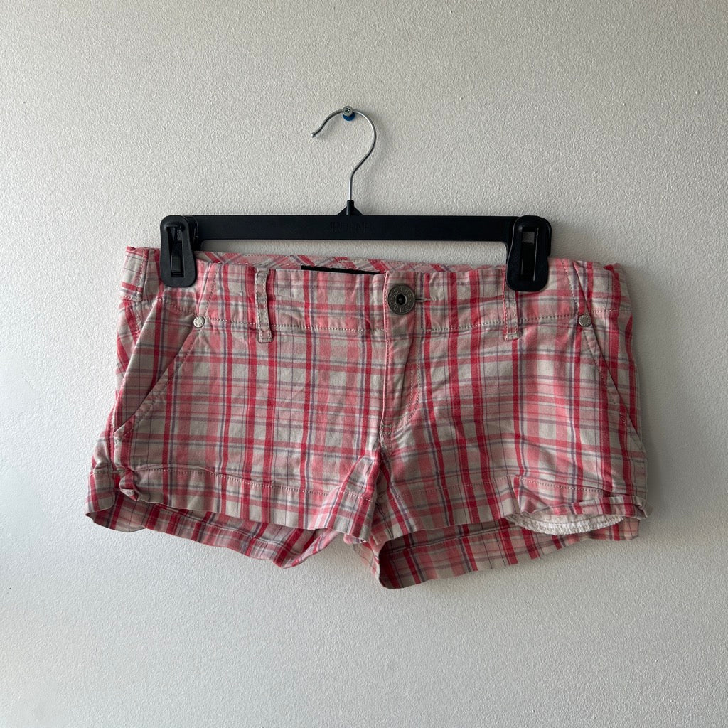 2000s plaid low rise shorts by guess