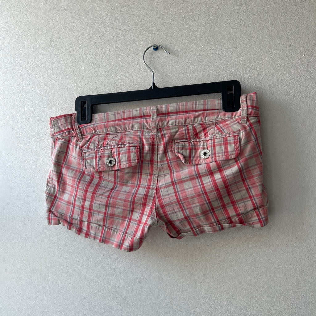 2000s plaid low rise shorts by guess