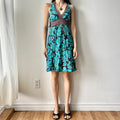 Y2K blue brown midi dress by TEXTO