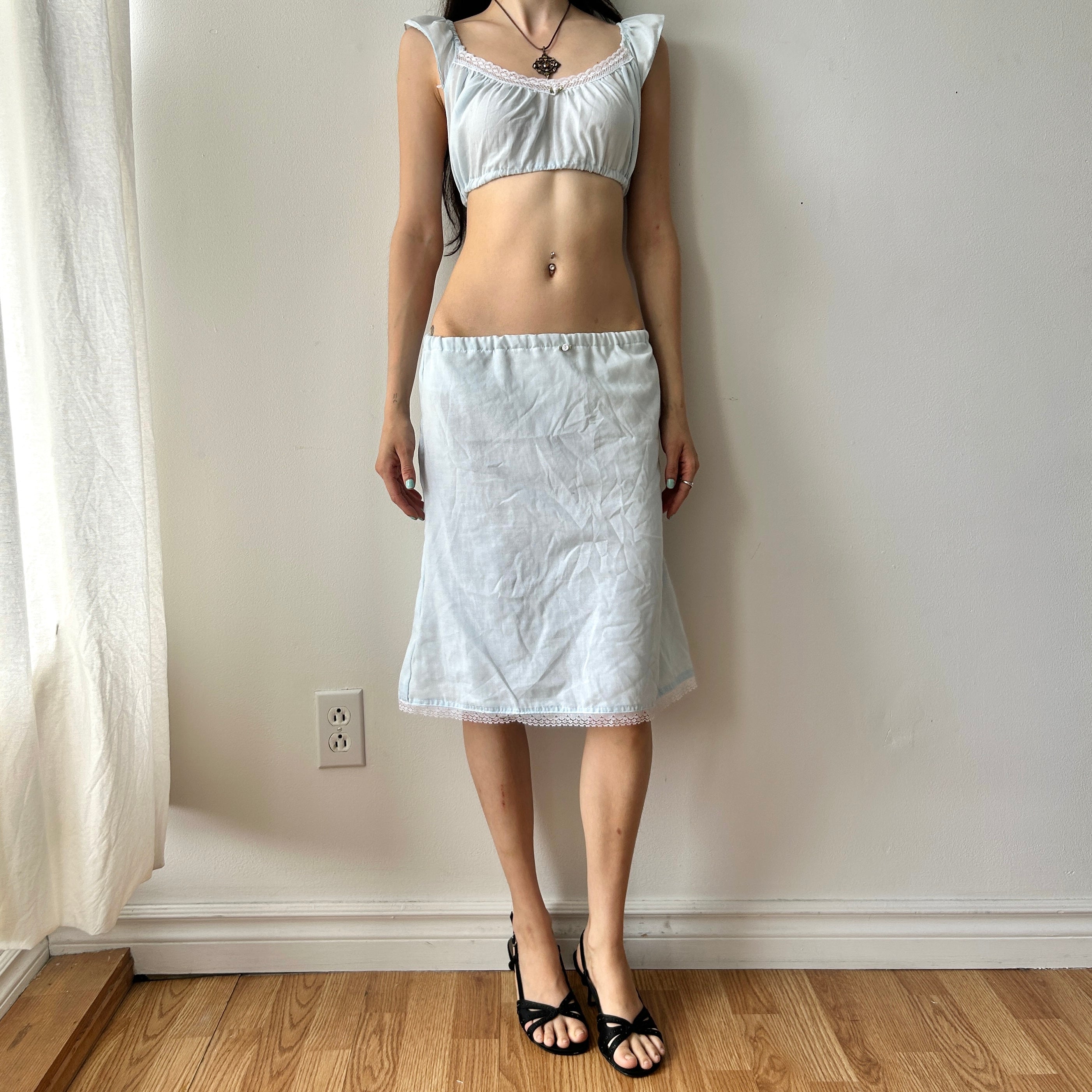 coquette blouse and slip lace set (up-cycle)