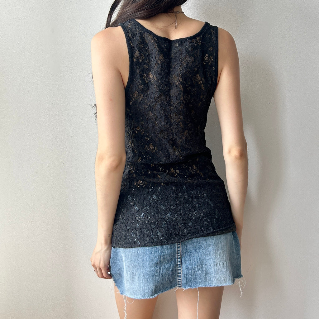 2000s lace back ribbed cami by nevada