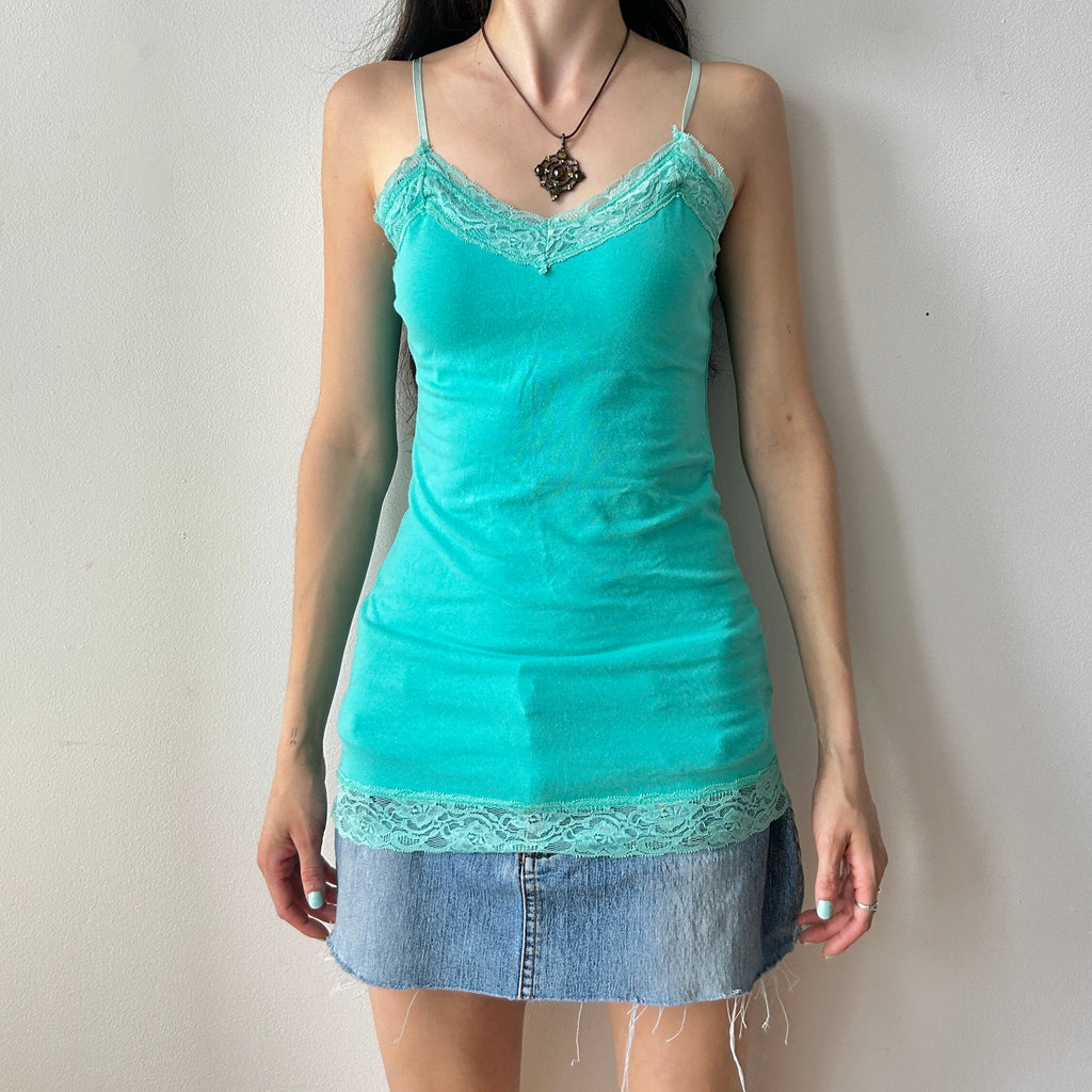 2000s mint blue lace cami