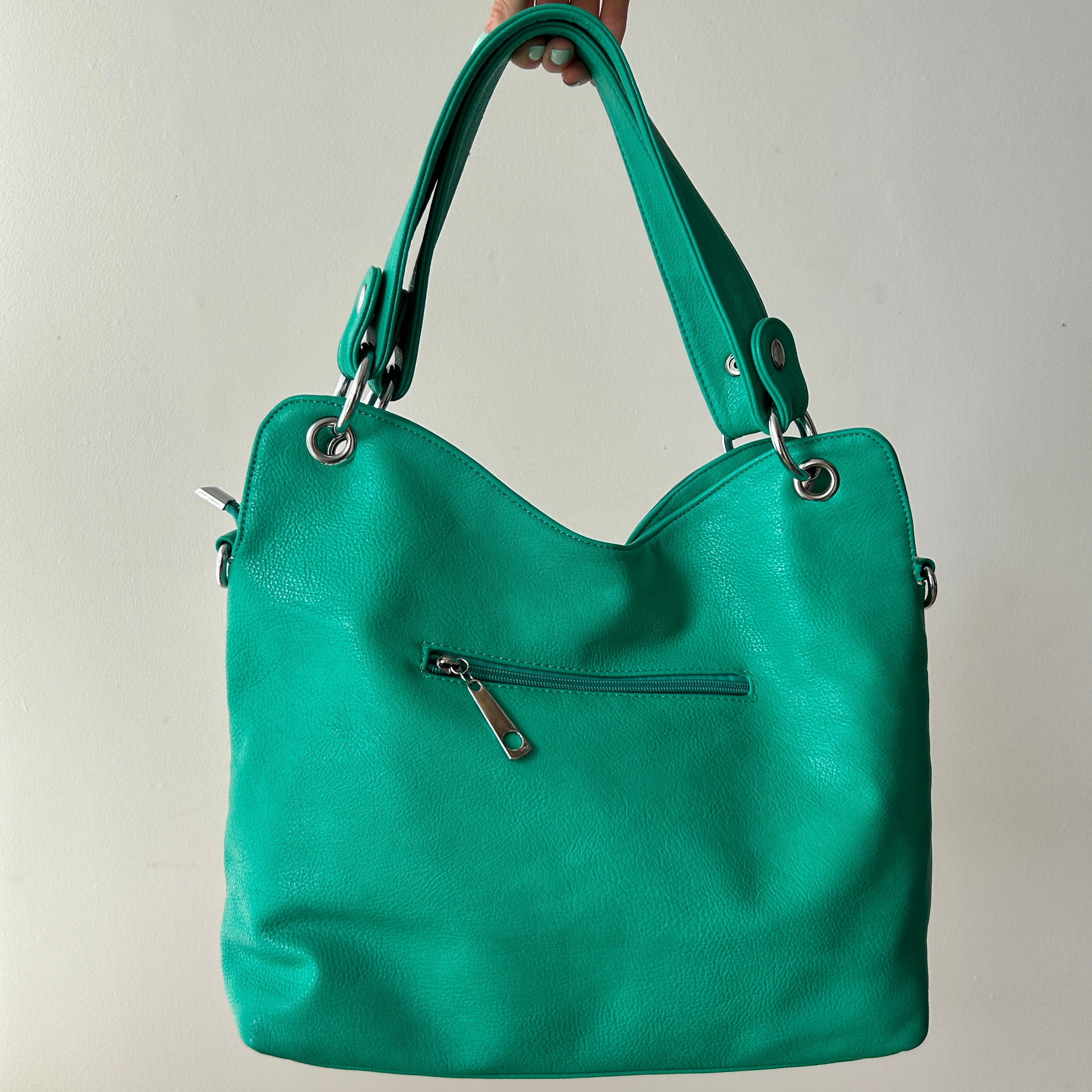 2000s teal shoulder bag with rhinestones
