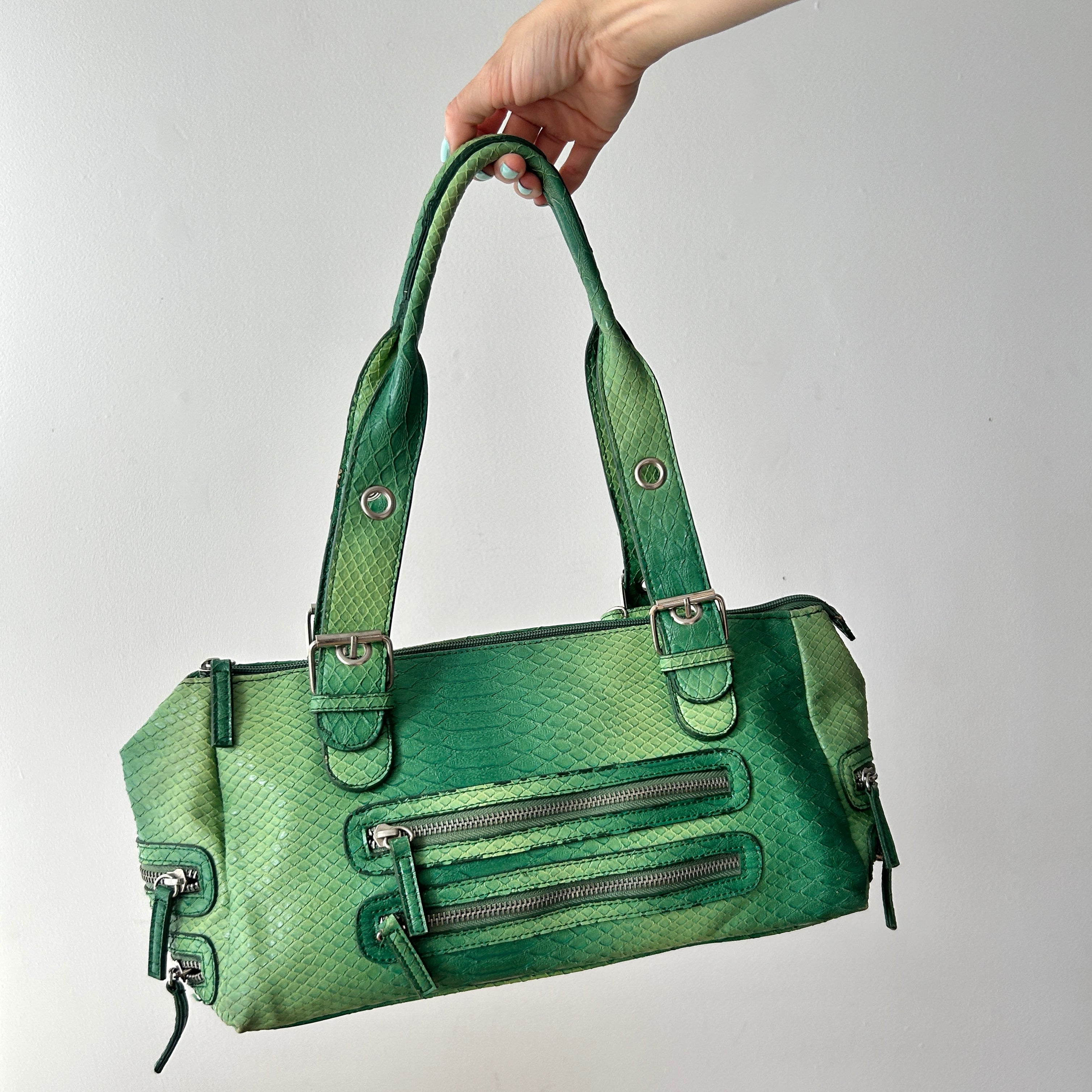 2000s green crocodile satchel