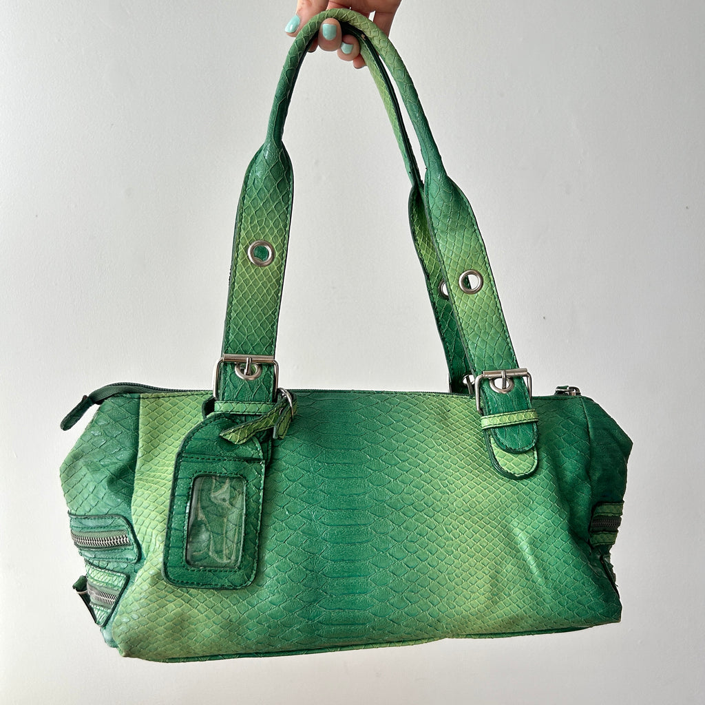 2000s green crocodile satchel