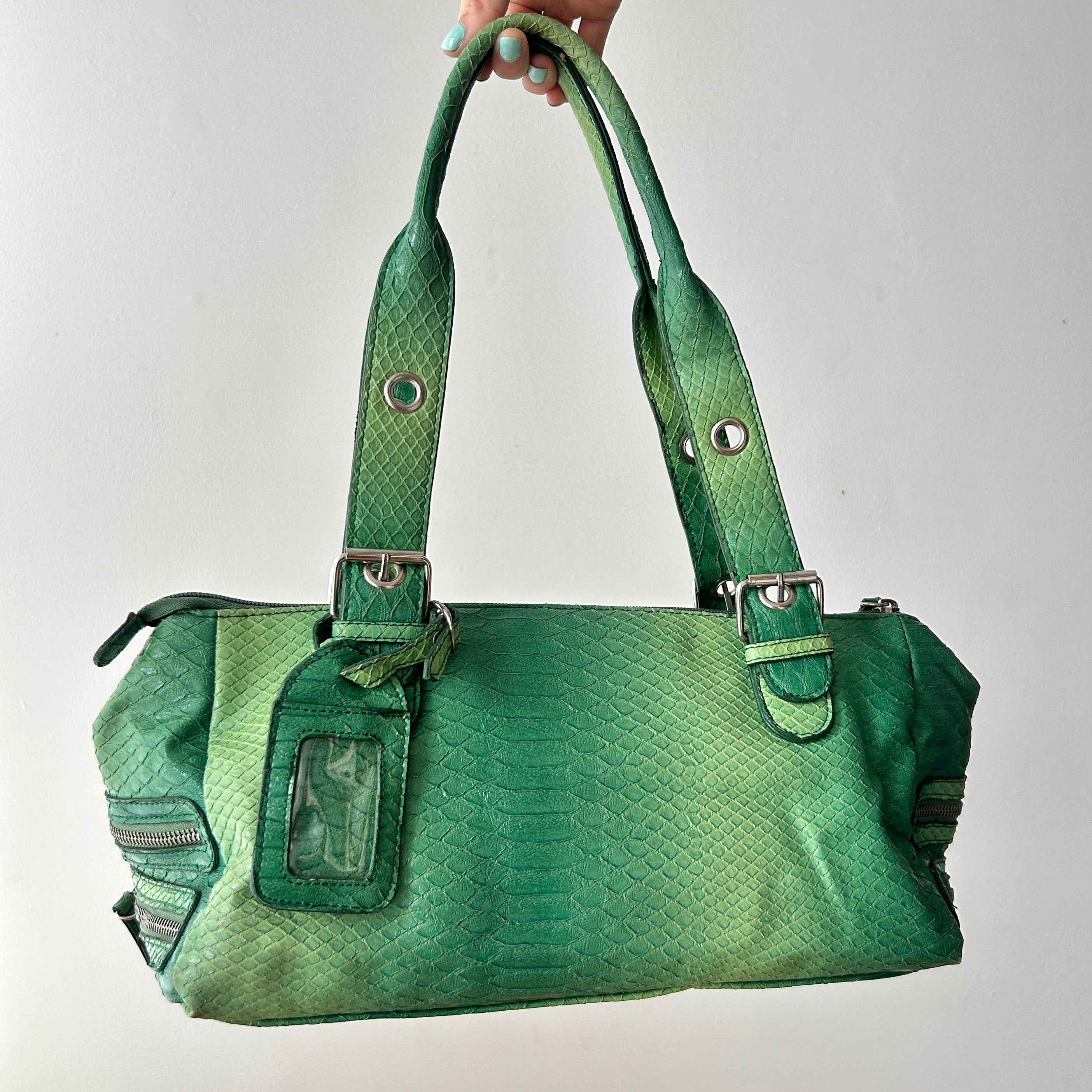 2000s green crocodile satchel