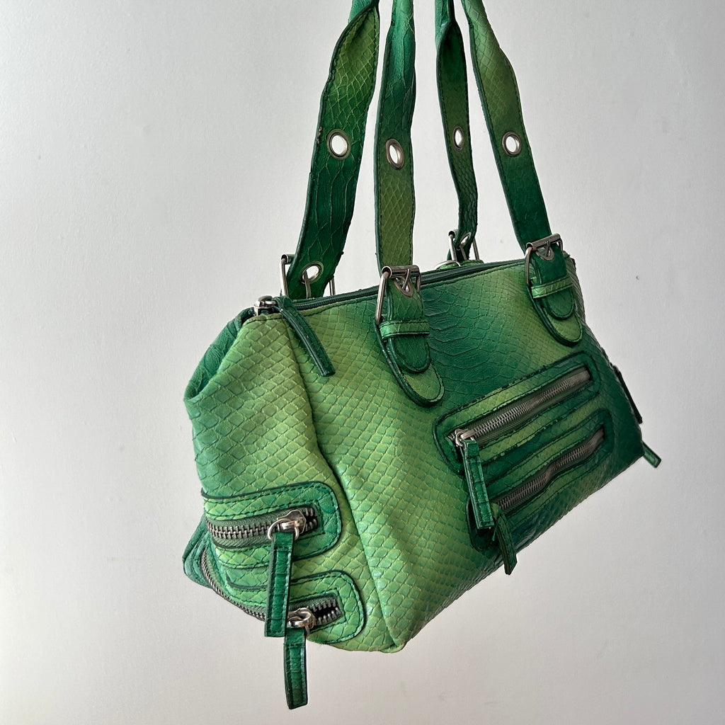 2000s green crocodile satchel