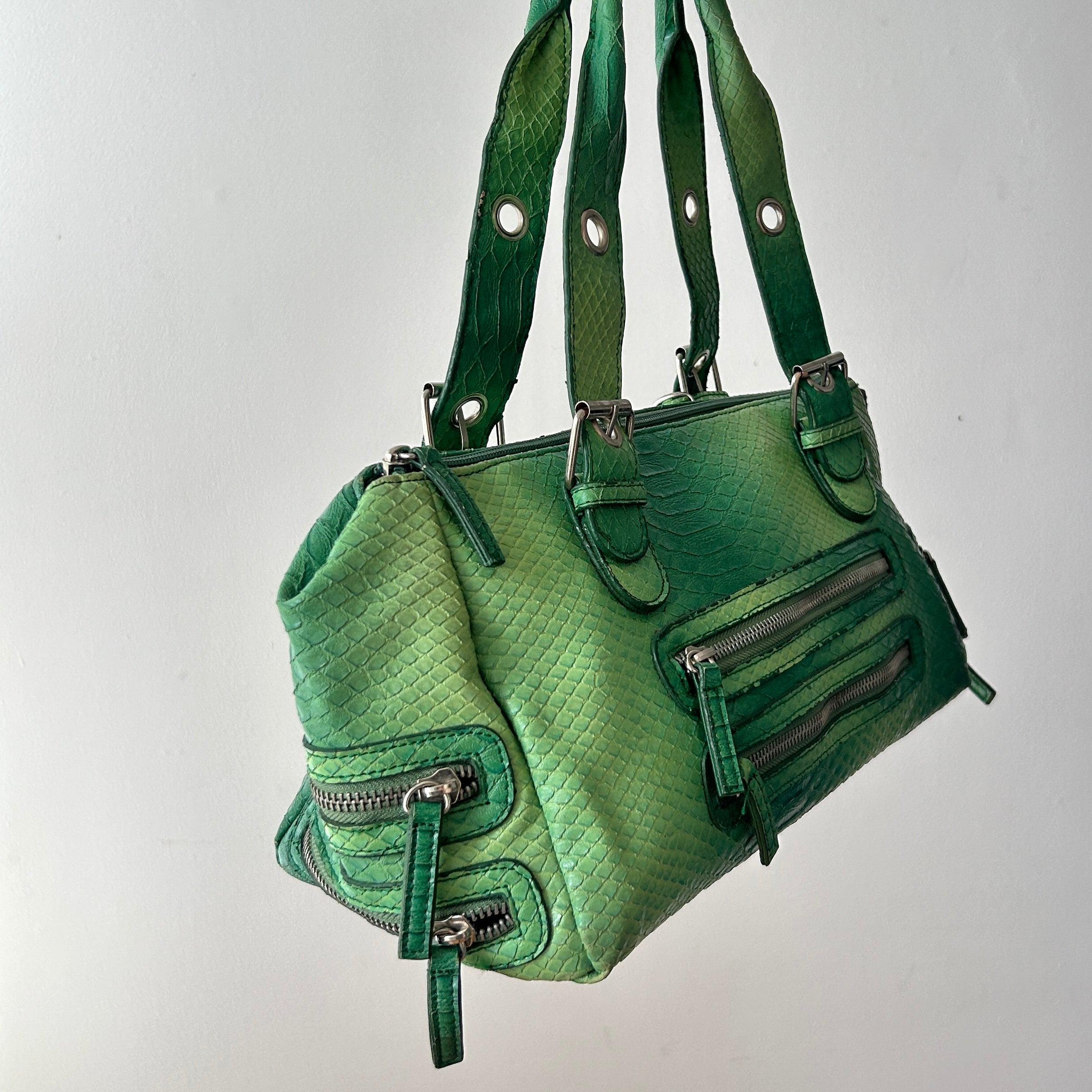 2000s green crocodile satchel