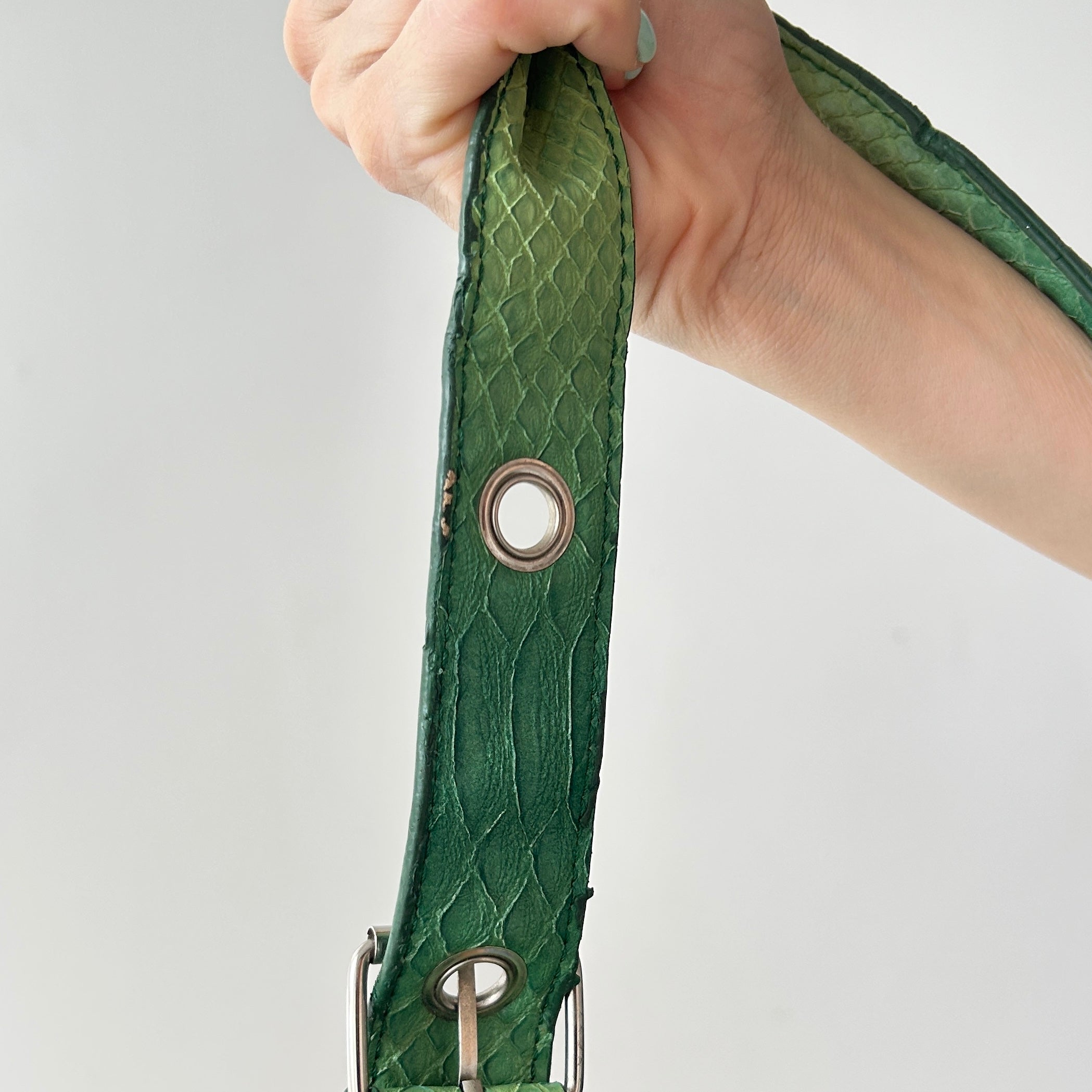 2000s green crocodile satchel