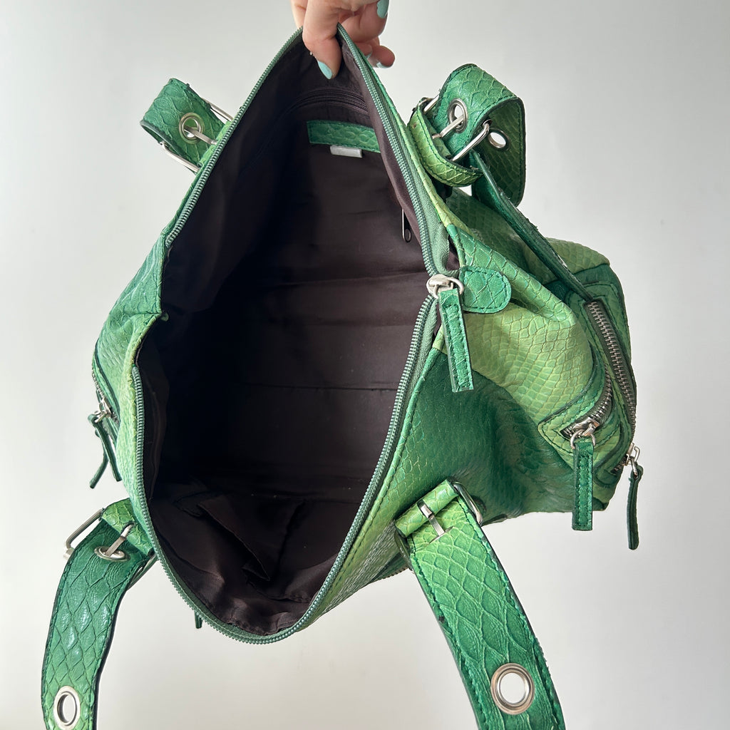 2000s green crocodile satchel
