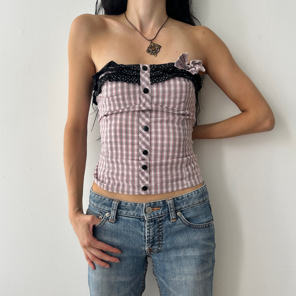 2000s ruffle bandeau top