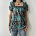 2000s plaid babydoll top by cache cache