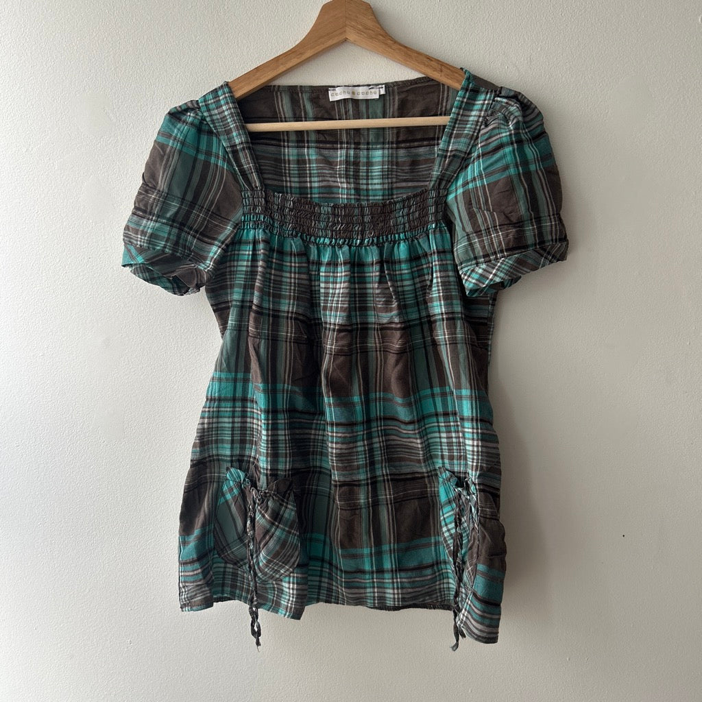 2000s plaid babydoll top by cache cache