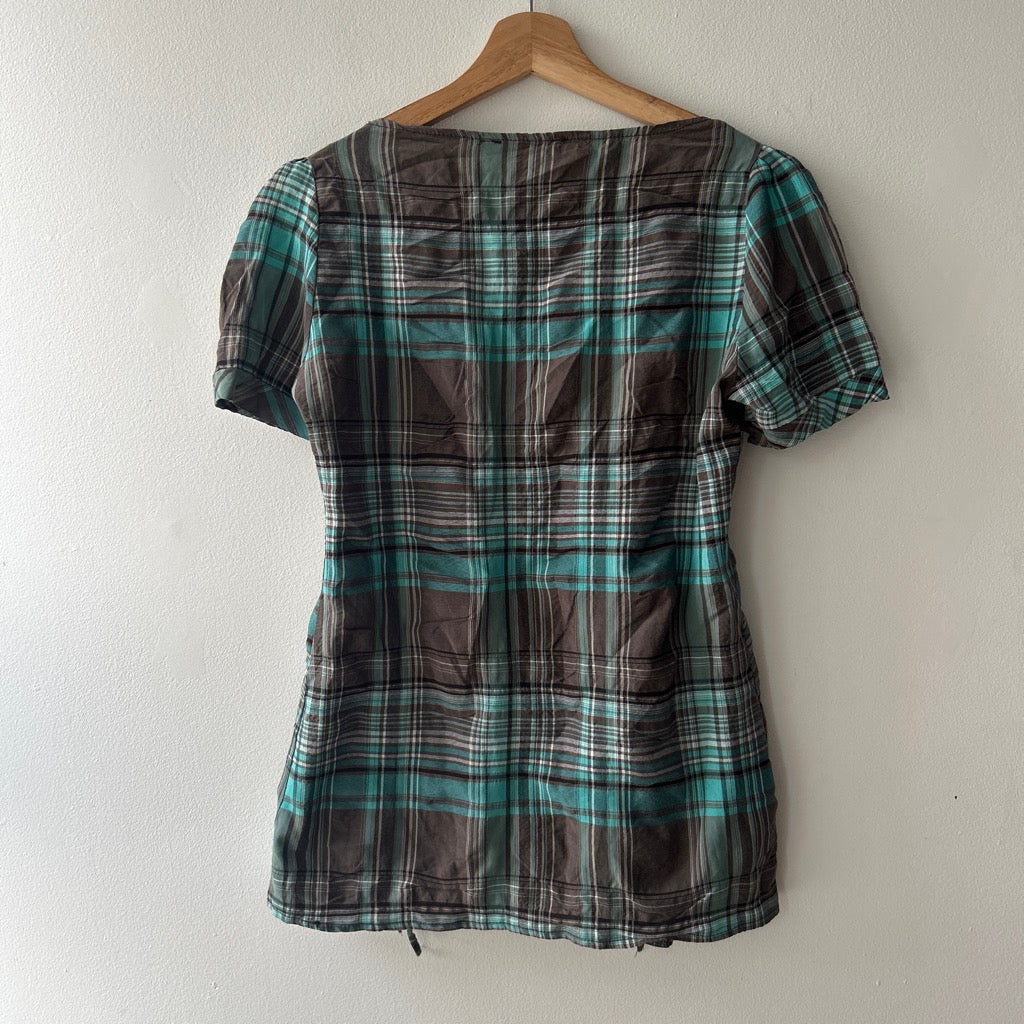 2000s plaid babydoll top by cache cache