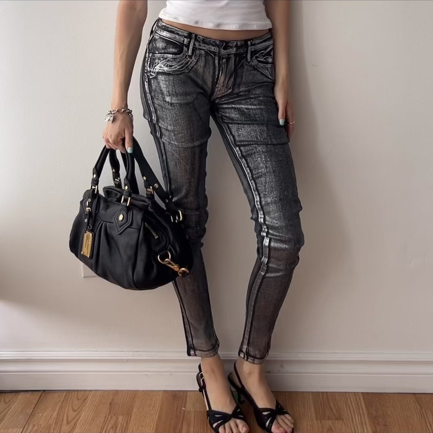 Indie Sleaze Silver Metallic Low Rise Skinny Jeans by Levi's