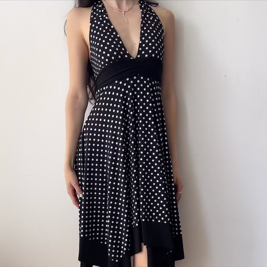 Y2K polka dot halter neck midi dress by Colori