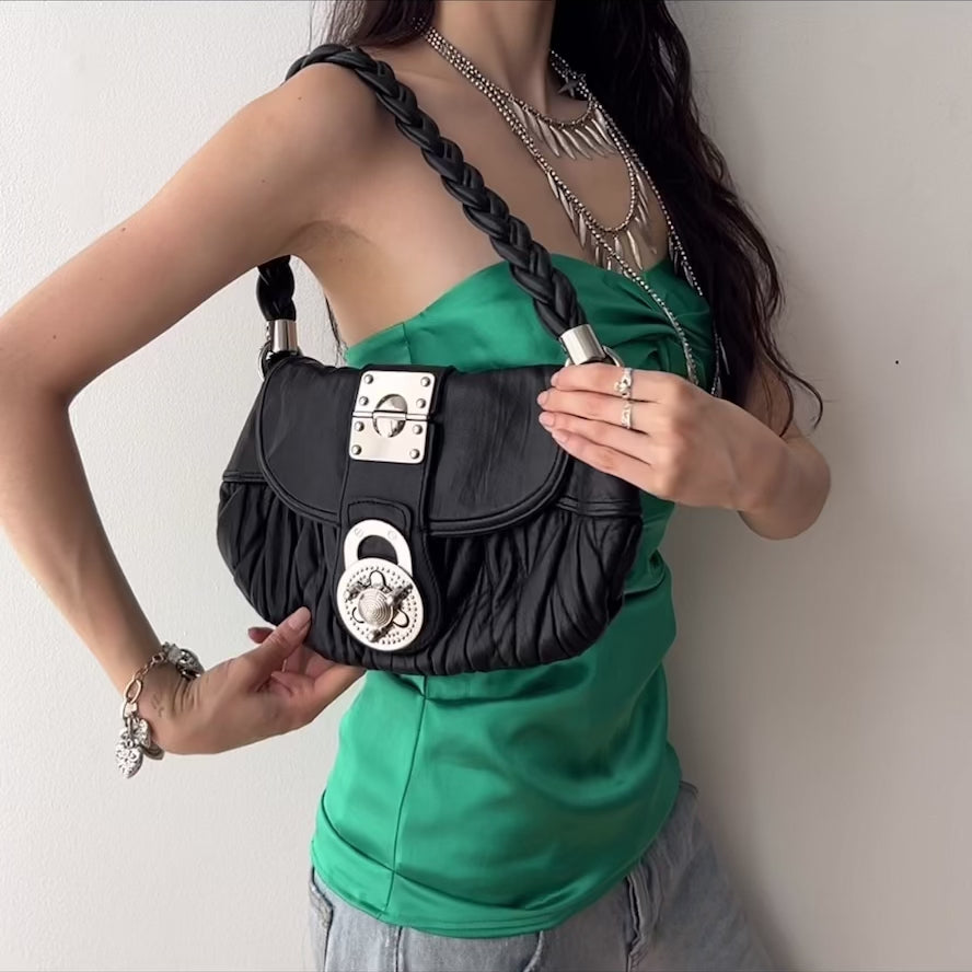 Y2K Steve Madden Black Shoulder Bag (Miu Miu Maltese style)